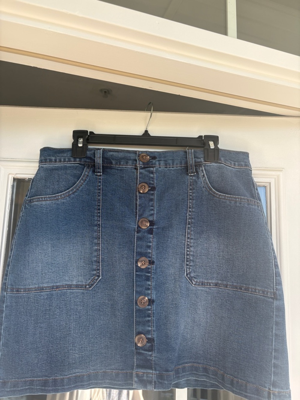 KENSIE Women’s Blue Denim Button-Front Skirt